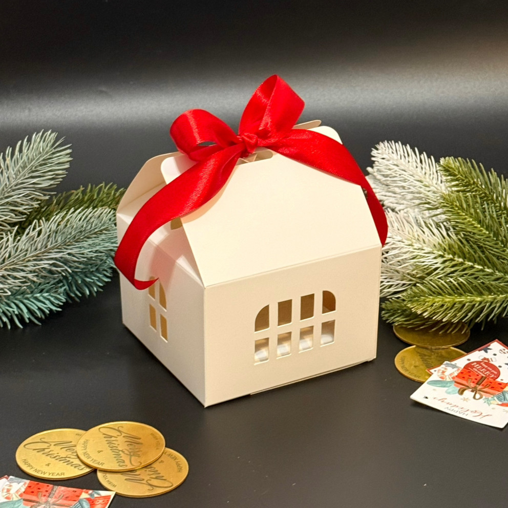 Коробка для подарунків, десертів 120х120х80 мм (10 шт.) БУДИНОЧОК