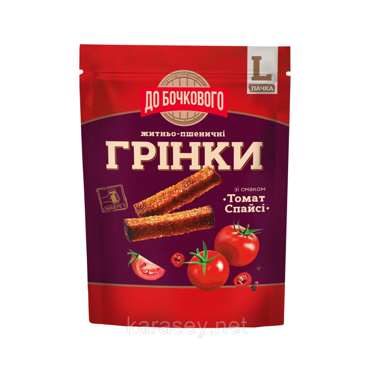 Грінки житньо пшеничні зі смаком "ТОМАТ СПАЙСІ" 120г, фото 1