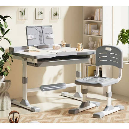 Дитяча парта для школяра з лампою та сидінням Spoko SP-09 сіра, фото 1