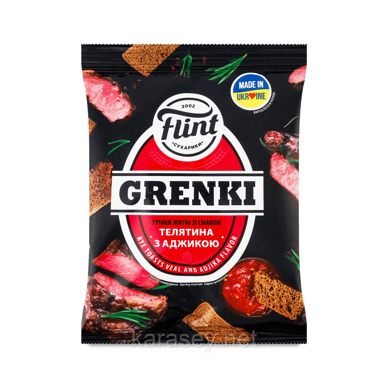 Грінки житні "ТЕЛЯТИНА АДЖИКА" 100г, фото 1