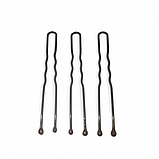 Шпильки для волосся коричневі хвилясті 50 мм 300 г. у банці, фото 2