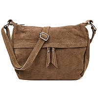 Замшева жіноча сумка месенджер Італія Firenze fz382328_taup тауп