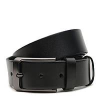 Ремінь шкіряний чоловічий 125×3.5 / пасок для брюків та джинсів, чорний