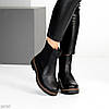 Чорні зимові шкіряні черевики челсі з еластичними вставками з боків, фото 5