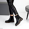 Чорні зимові шкіряні черевики челсі з еластичними вставками з боків, фото 8