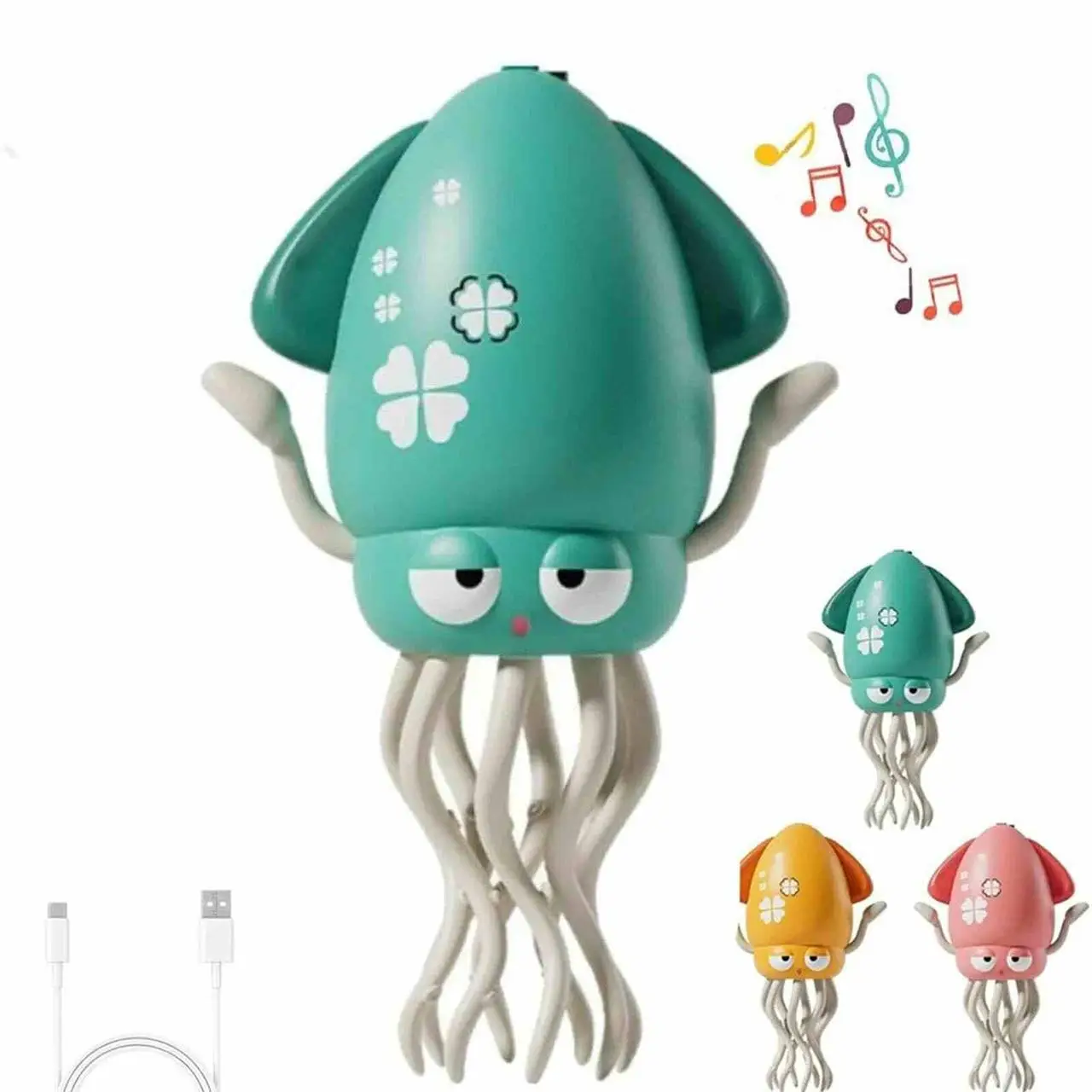 Дитяча іграшка танцювальний восьминіг + вудка від USB / Інтерактивна іграшка кальмар музичний, фото 1