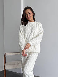 МАХРОВА ЖІНОЧА ПІЖАМА домашній костюм АЖУР МОЛОЧНИЙ 1692