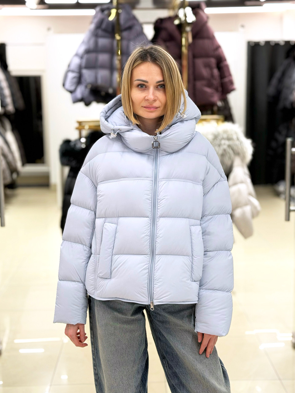 Пуховик жіночий Chanevia 25526 LIGHT BLUE, фото 1