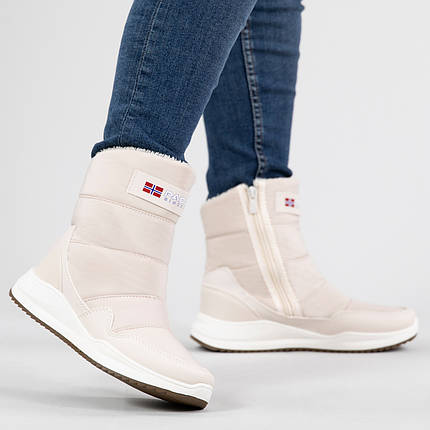 Дутики жіночі зимові з натуральної шкіри та балону (N 2 беж), фото 1