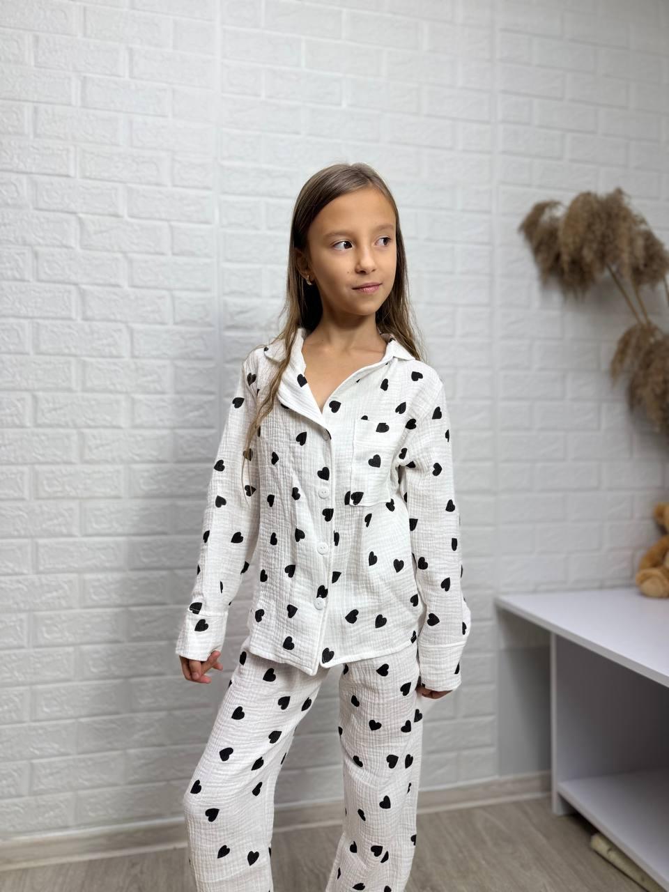 Дитяча муслінова піжама рубашка штани, фото 1