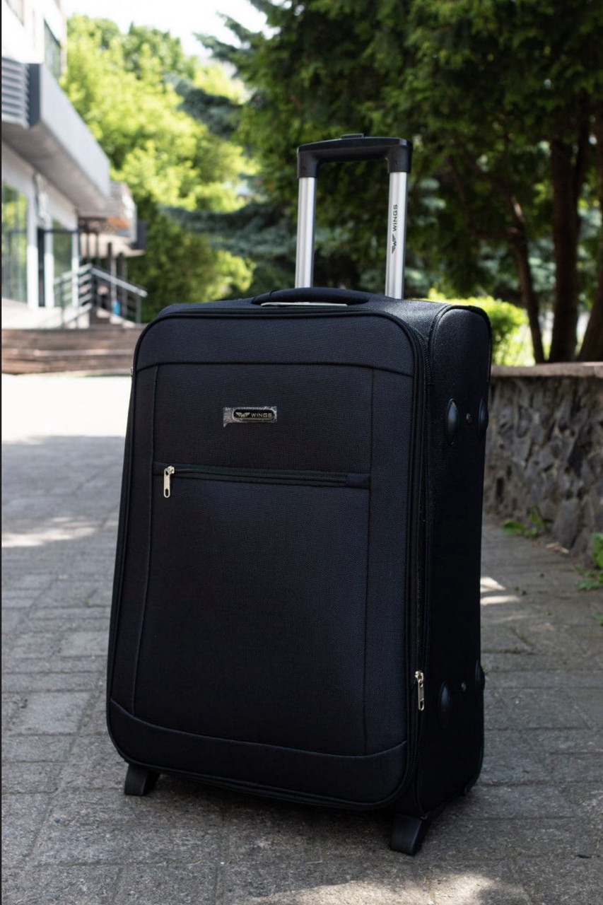 Валіза Wings 1701 тканинна велика (L) на 2-х колесах чорна