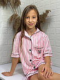 Дитяча піжама трикотаж у полоску з вишивкою, фото 5