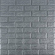 Настінна декоративна 3D панель самоклейка під цеглу Срібло 700х770х5мм / Самоклеюча панель Сіра