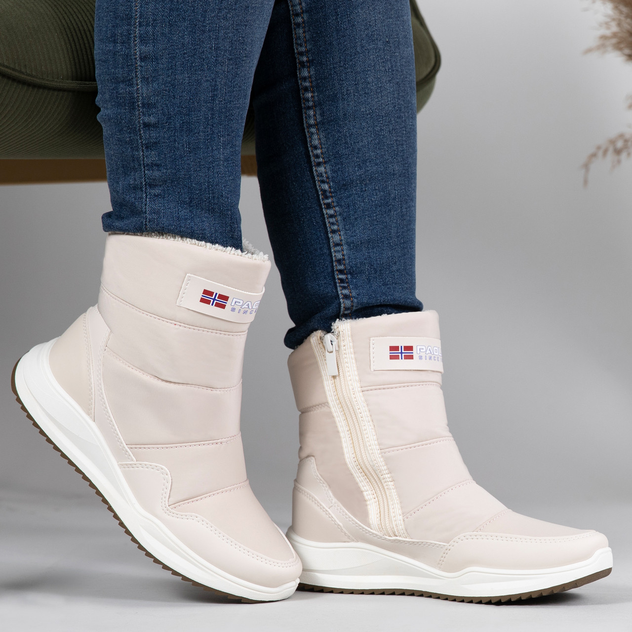 Дутики жіночі зимові від виробника (N 2 беж)