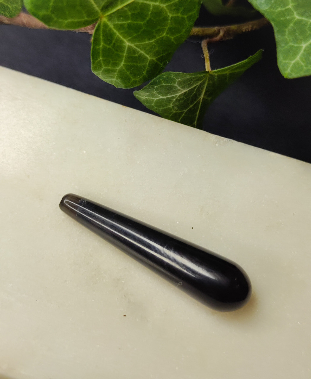 Обсидіан натуральний кабошон з обсидіану. Камінь подовжена крапля для ваших прикрас., фото 1