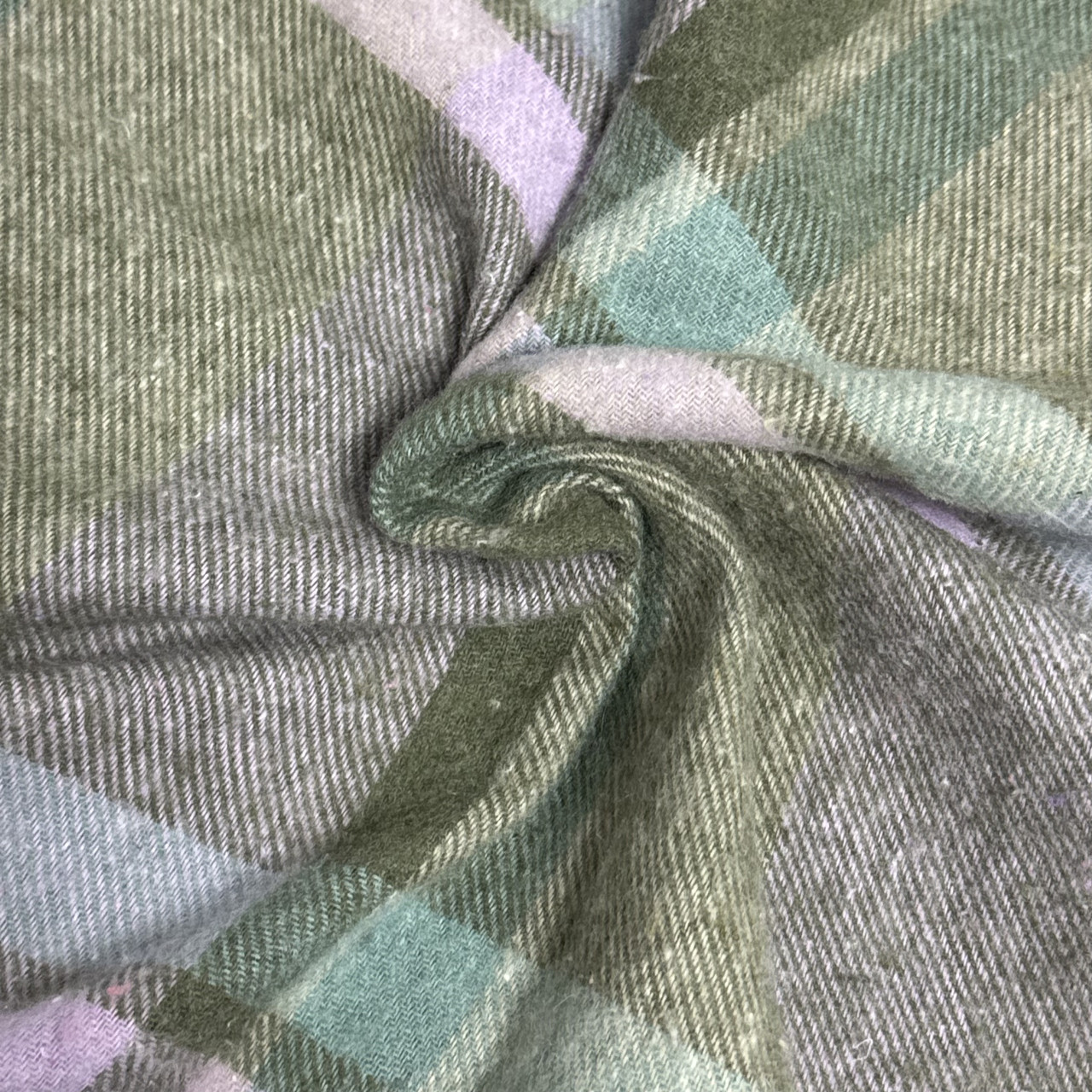 Фланель картата, олива/лаванда, фото 1