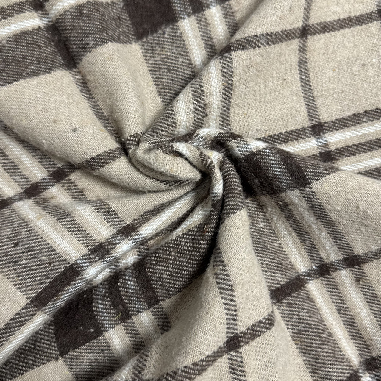 Фланель картата, беж/шоколад, фото 1