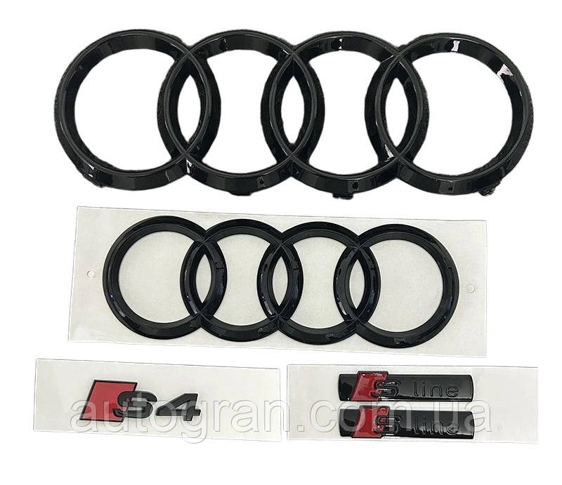 Комплект чорних емблем антихром Audi S4, фото 1