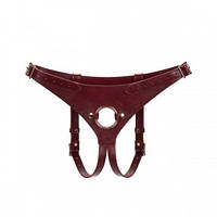 Шкіряні труси для страпону Liebe Seele Wine Red Strap on Harness, універсальний розмір