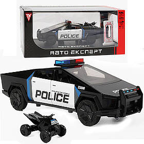 Машинка матал Tesla Cybertruck поліція Тесла електромобіль зарядка 1:24 звук світло 18,5*7*6см (RS-36124)