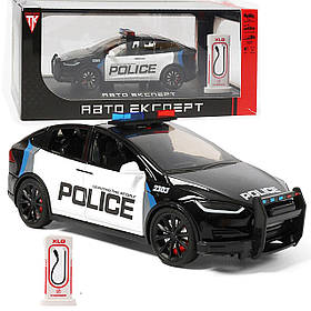 Машинка матал Tesla Model X поліція Тесла електромобіль зарядка 1:24 звук світло 18,5*6,5*6,5см (RS-21433)
