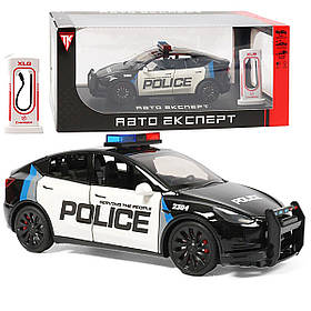 Машинка матал Tesla Model Y поліція Тесла електромобіль зарядка 1:24 звук світло 18*7*6,5см (RS-08021)