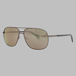 Окуляри Polaroid чоловічі сонцезахисні, окуляри Grey Gold Mirror Navigator Polarized + м'який чохол