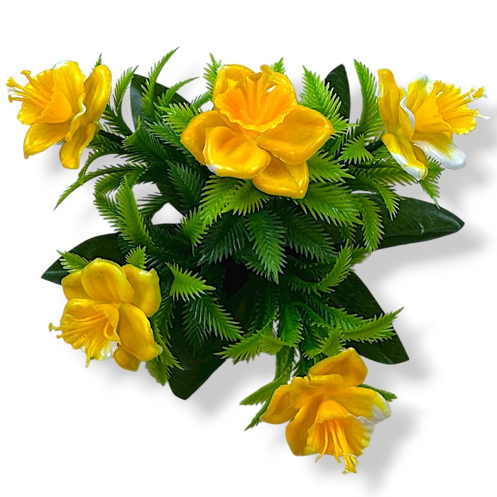 Штучні квіти букет нарциси пухнасті пластикові, 19см, фото 1