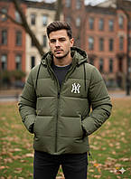 Чоловіча зимова куртка тепла з капюшоном 7113 оливка уцінка, 54