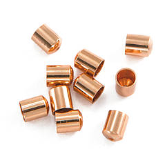 Концевики Для Шнура, Латунь, Колонка, Рожеве Золото, 5х4мм, Внутрішній Діаметр 3мм, Отв-тие 1мм, 10 шт