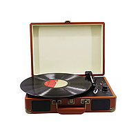 Вініловий програвач вінтажний з Bluetooth 33/45/78 про/хв Коричневий