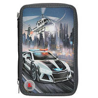 Потрійний пенал із наповненням Monster Cars зі світлодіодною поліцейською машинкою 13333