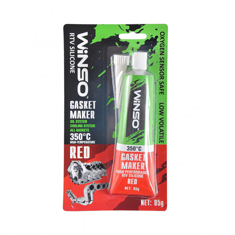 GASKET MAKER RED 85g +350⁰С Силіконовий герметик прокладок професійний червоний WINSO, фото 1