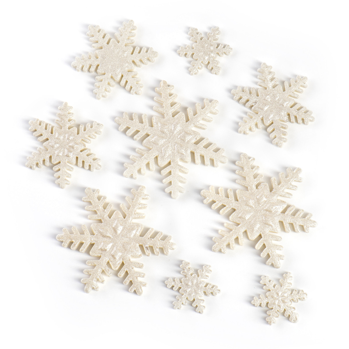 Набір цукрових прикрас "Сніжинки перламутрові Білі", фото 1