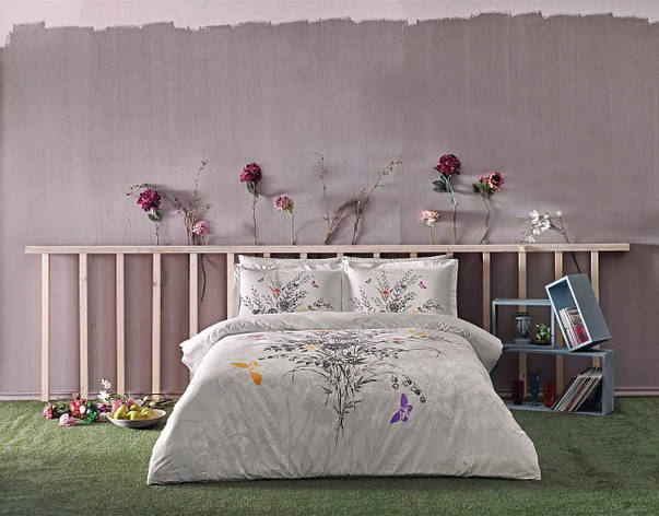 Комплект постільної білизни TAC DELUX SATEN Cerelia євро-4 наволочки, фото 1