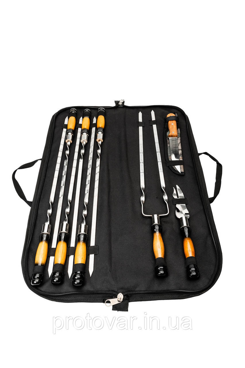 Набір шампурів Enot-1 Gradient у сумці з дерев’яними ручками для барбекю, грилю та відпочинку на природі