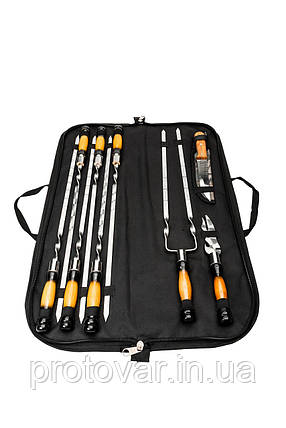 Набір шампурів Enot-1 Gradient у сумці з дерев’яними ручками для барбекю, грилю та відпочинку на природі, фото 1