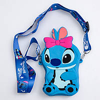 Детская силиконовая сумка Стич 13×9×2.5 (см) через плечо Синій HP-55-5BL