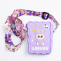 Дитяча силіконова сумка Лабубу 12.5×9×3.5 (см) через плече Фіолетова HP-55-7V
