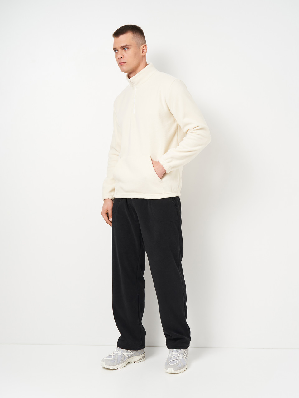 Чоловічий флісовий костюм М573-21+М109-21 S Молочний, фото 1