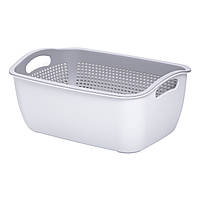 Кошик-друшлак 2 в 1 для миття овочів, фруктів і зелені 29,5×21×11 (см) Сірий HP-45-6G