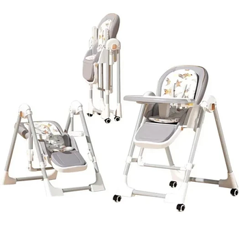 Стільчик для годування BabyChair з регульованою спинкою та столиком, шезлонг, колеса, складаний Лучшая цена