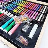 Набір художній для малювання 220 предметів, дерев’яний кейс, фото 3