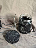 Набір ємностей для приправ A-Plus 2 шт. із підставкою баночки зі скла 80 мл підставка метал Чорний мармур, фото 4