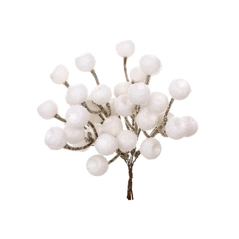 Гілка для декору 20 см Штучні матеріали для декору та флористики з ягодами Білий, фото 1