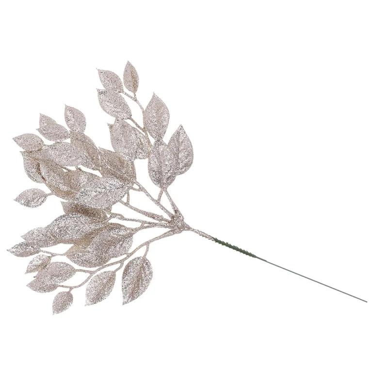 Флористична гілка для декору 29 см Штучні матеріали для декору та флористики з глітером Шампань, фото 1