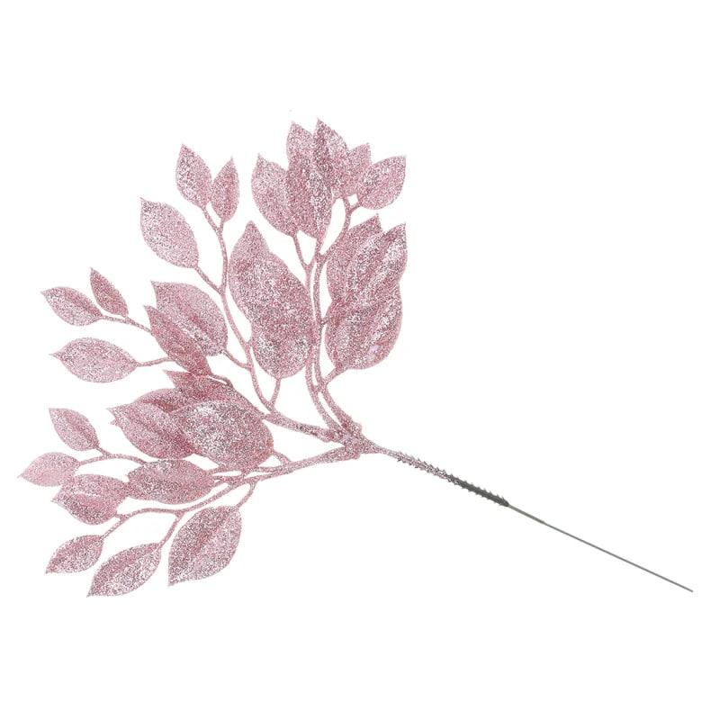 Флорістичний матеріал для декору 29 см Декоративна штучна гілка з глітером Рожевий, фото 1