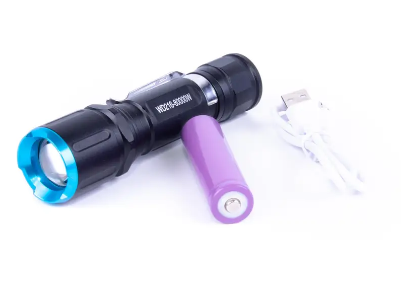 Ліхтар ручний RB-216 бічна кнопка акумулятор 18650 3 режими яскраве світло для дому відпочинку туризму Чорний, фото 1