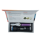 Ліхтар ручний RB-216 бічна кнопка акумулятор 18650 3 режими яскраве світло для дому відпочинку туризму Чорний, фото 6