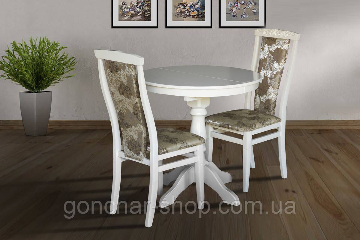 Стіл Чумак-2 розкл (D=80)+30), білий, фото 1